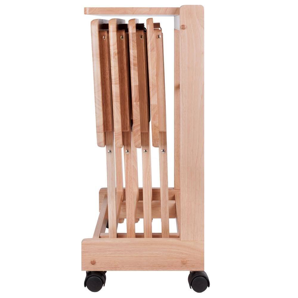 Left. FurniFact - Natural color Solid Wood TV Trays – Folding Snack Tables for Eating and Serving - Natural.