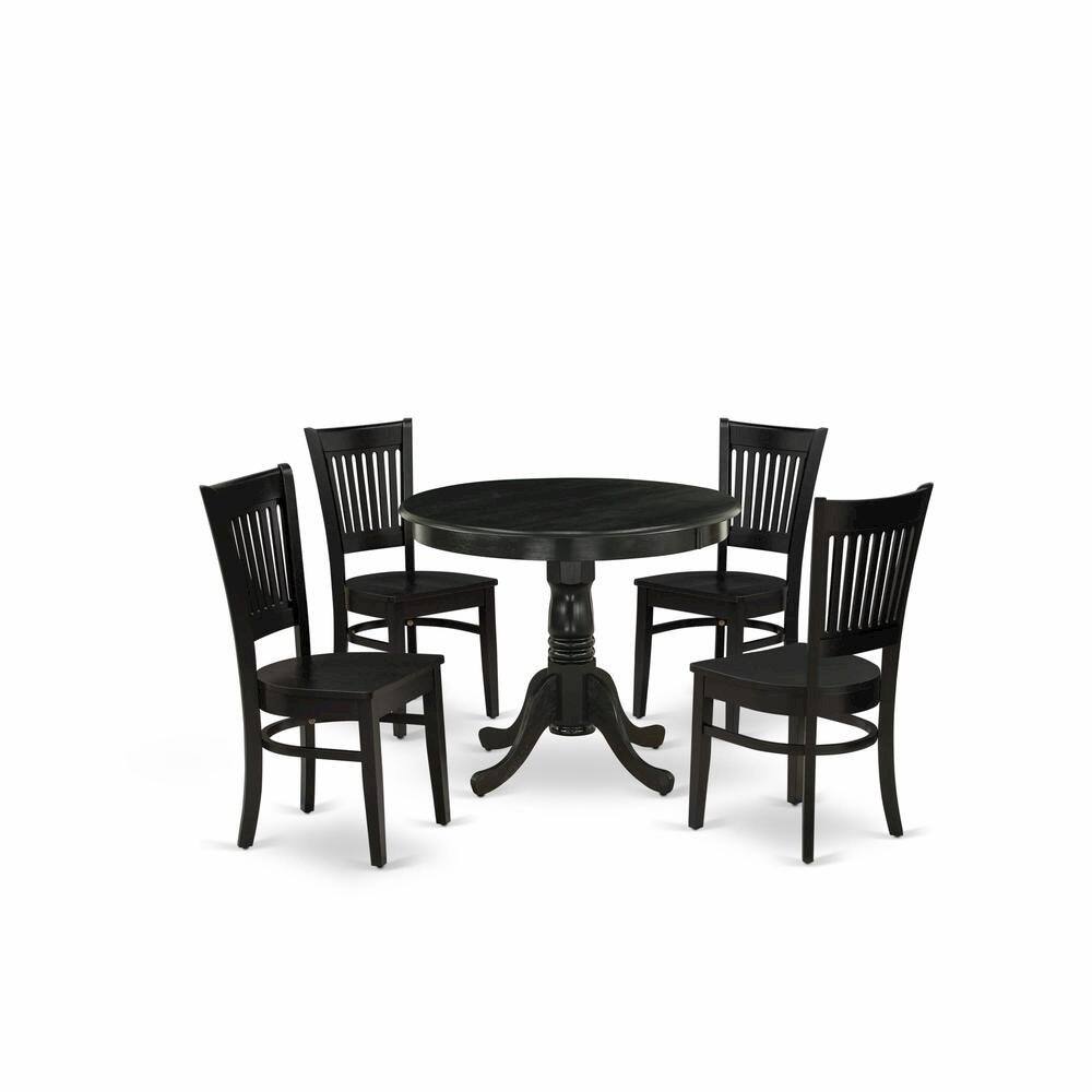 Alt View 2. FurniFact - Black 5 Pc Breakfast Nook Table Set, Kitchen Table and Chairs for 4 - Multi-Color.