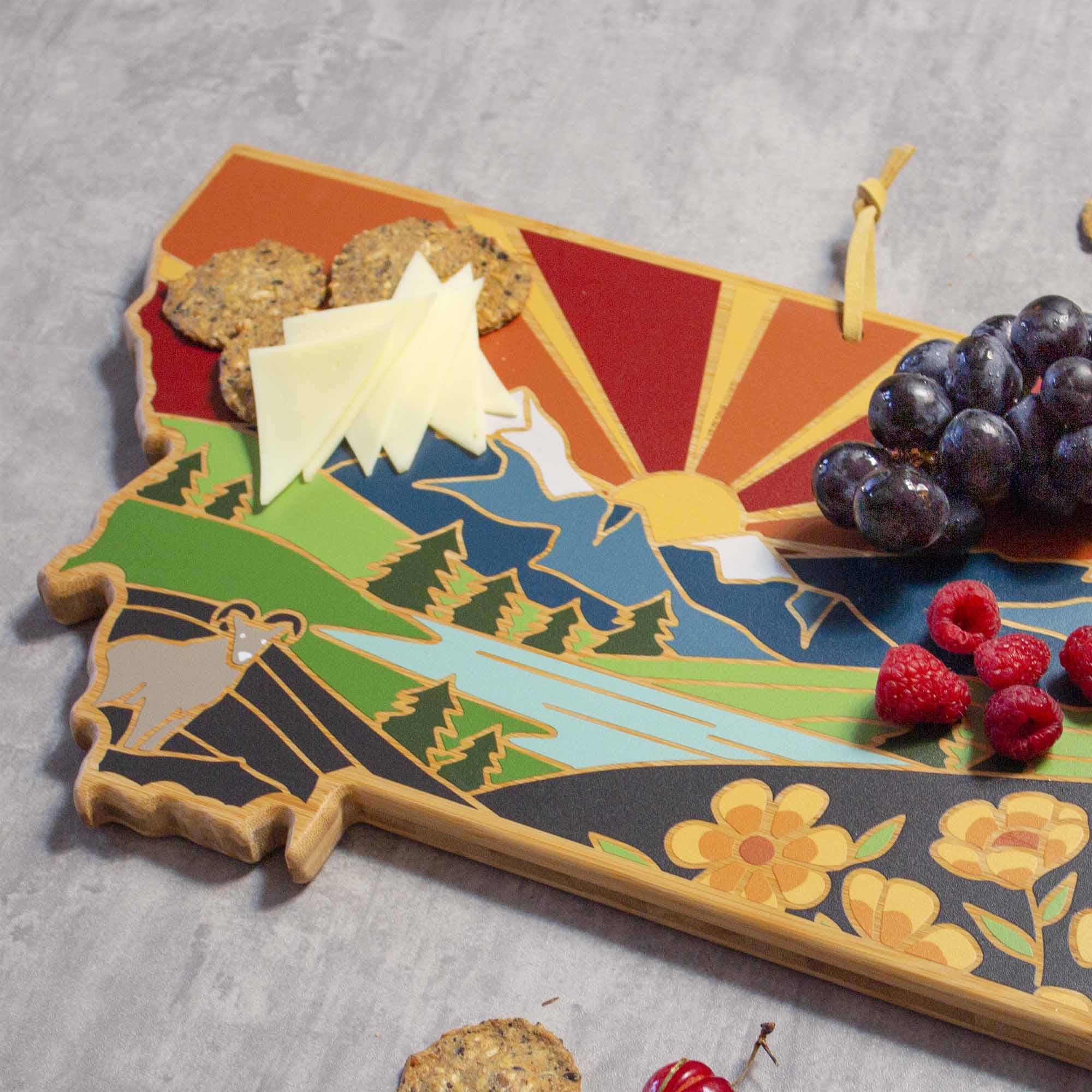 Left. Totally Bamboo - Montana Cutting Board with Artwork by Summer Stokes.