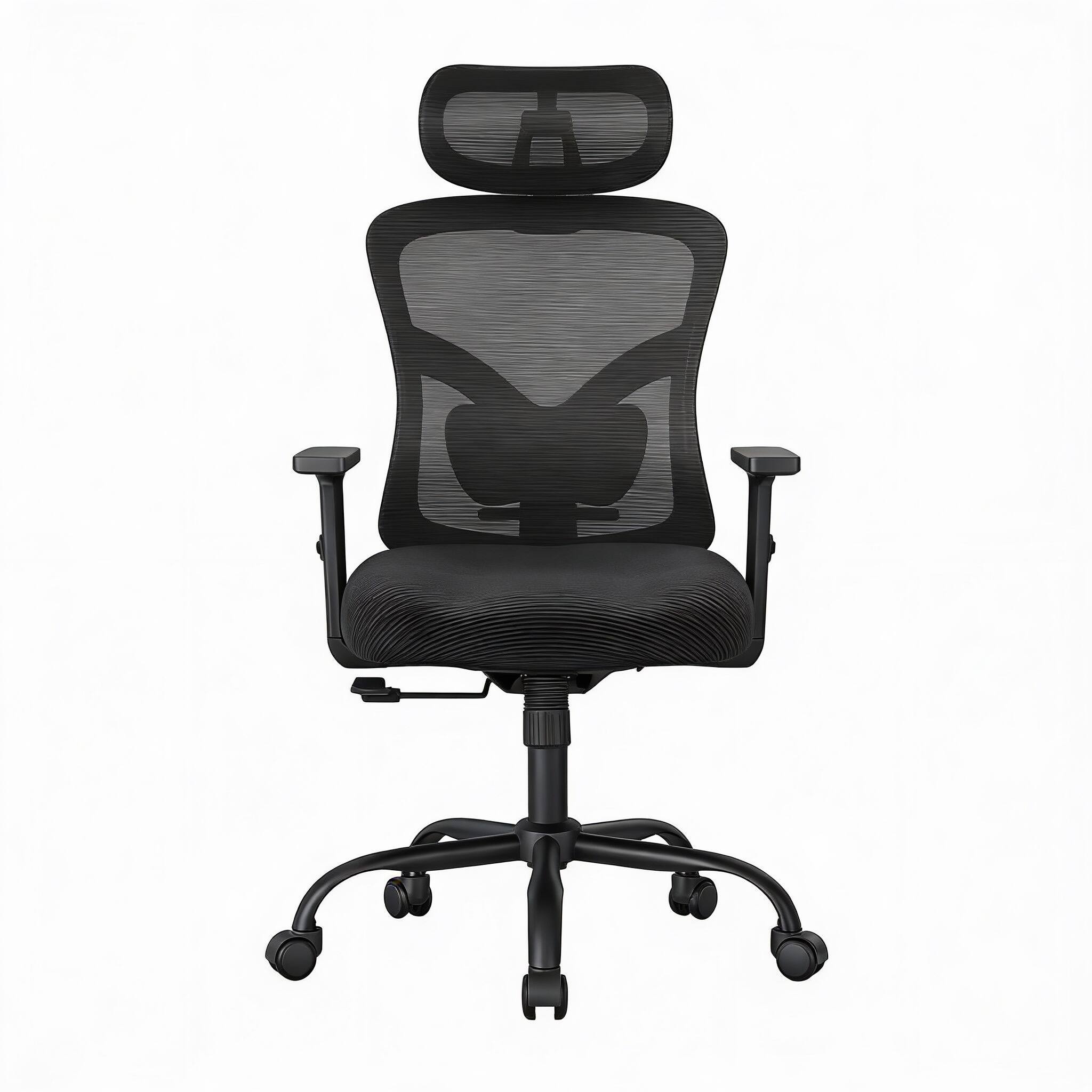 Front. Frangdom - Ergonomic Mesh Gaming Chair 2D Headrest Lumbar Support 90-130° Tilt 300lb - BLACK 27.6"D x 19.7"W x 51.4"H.