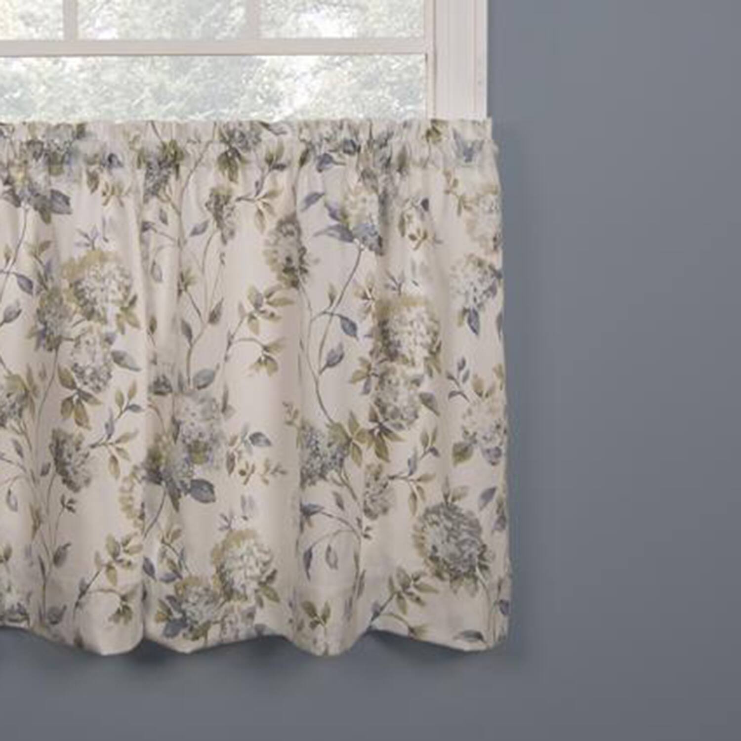 Angle. Ellis Curtain - Ellis Curtain Abigail Design Printed Room Darkening Window Rod Pocket Pair Set With 2 Tiers 2-Piece 56x24" Porcelain - Porcelain.