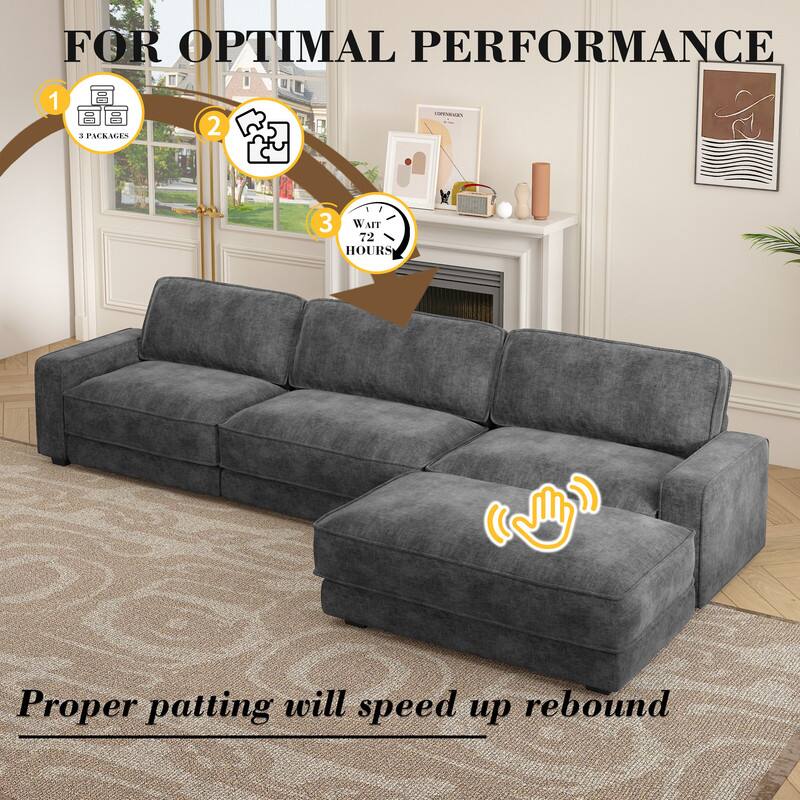 FOR OPTIMAL PERFORMANCE

1. 3 PACKAGES
2. ASSEMBLE
3. WAIT 72 HOURS

Proper patting will speed up rebound