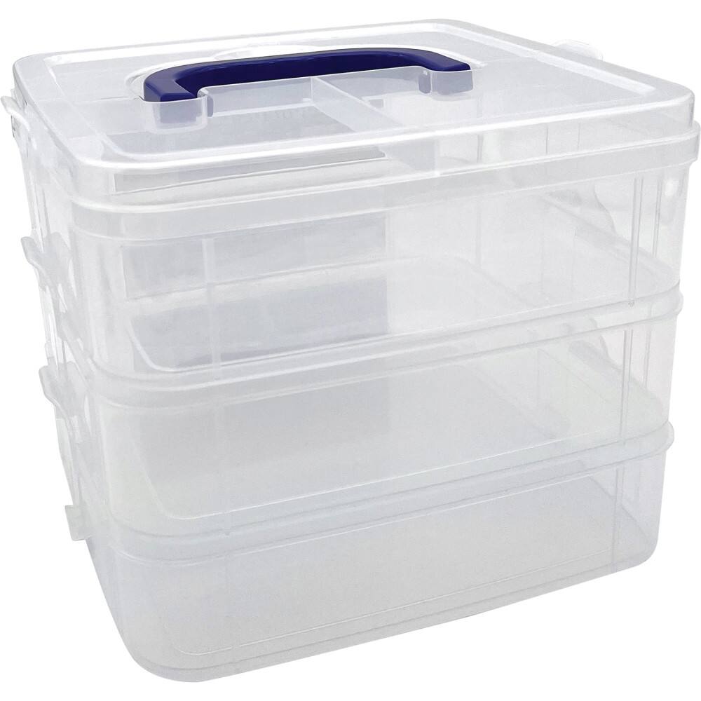 Front. Teacher Created Resources - Teacher Created Resources 3-Tier Clear Stackable Storage Container.