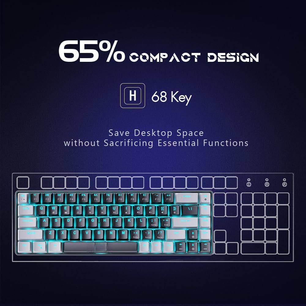 65% COMPACT DESIGN  
68 Key  

Save Desktop Space without Sacrificing Essential Functions
