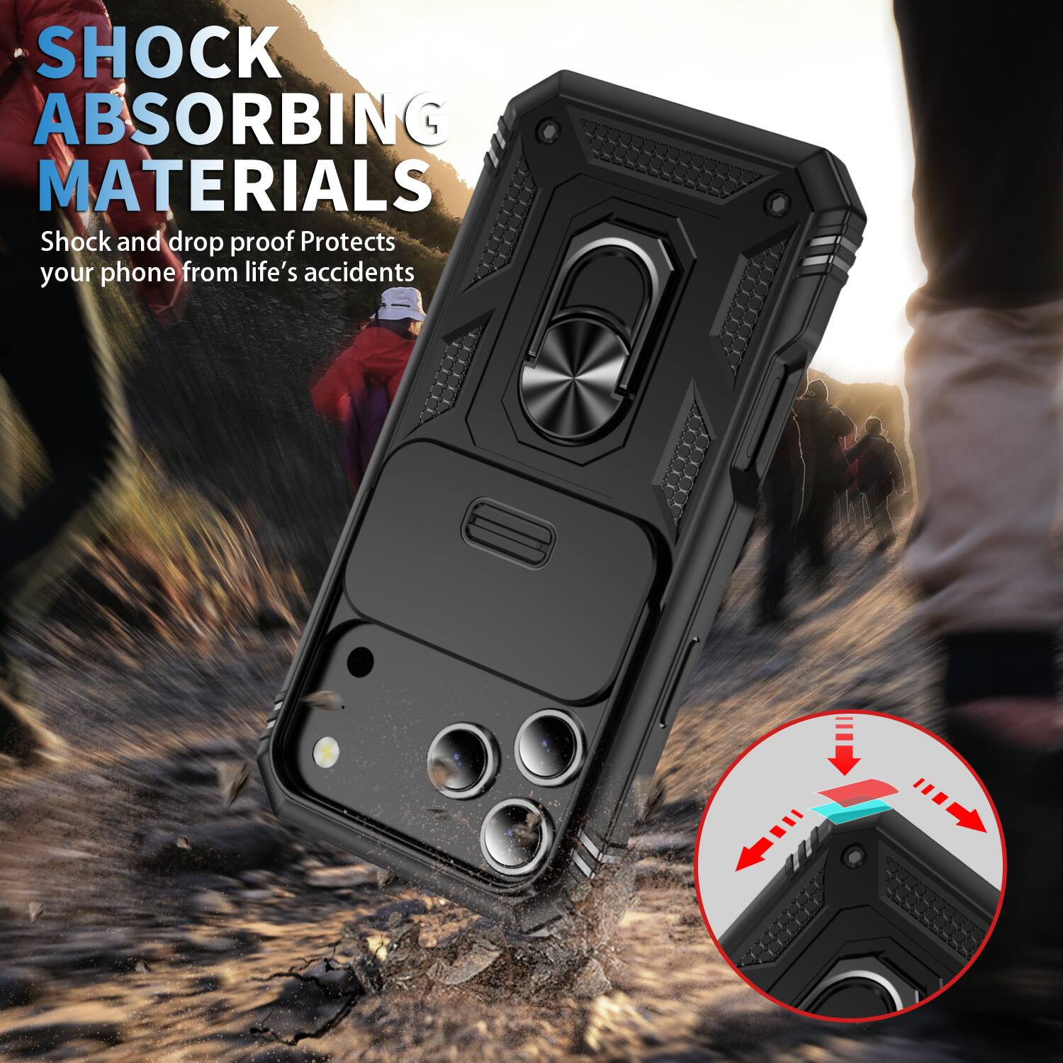 SHOCK ABSORBING MATERIALS  
Shock and drop proof  
Protects your phone from life's accidents