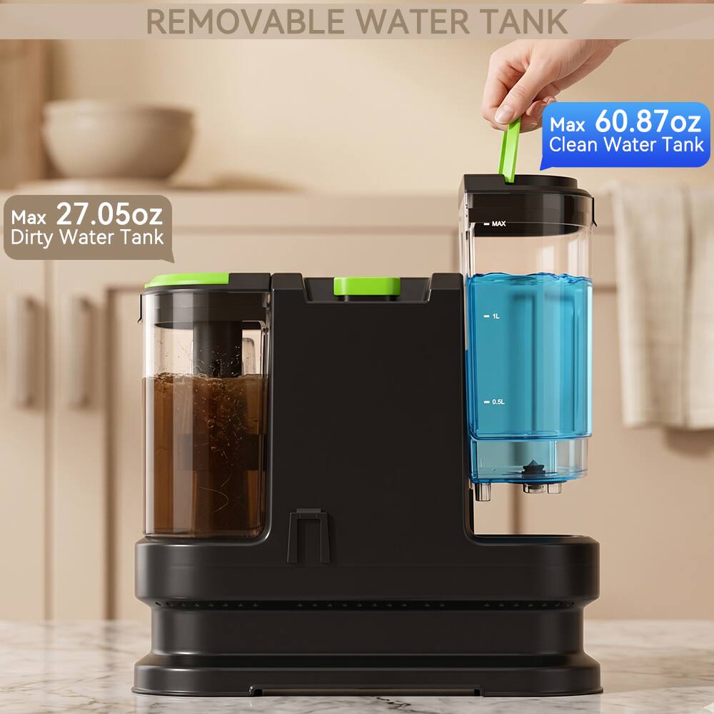 REMOVABLE WATER TANK

Max 60.87oz Clean Water Tank

Max 27.05oz Dirty Water Tank