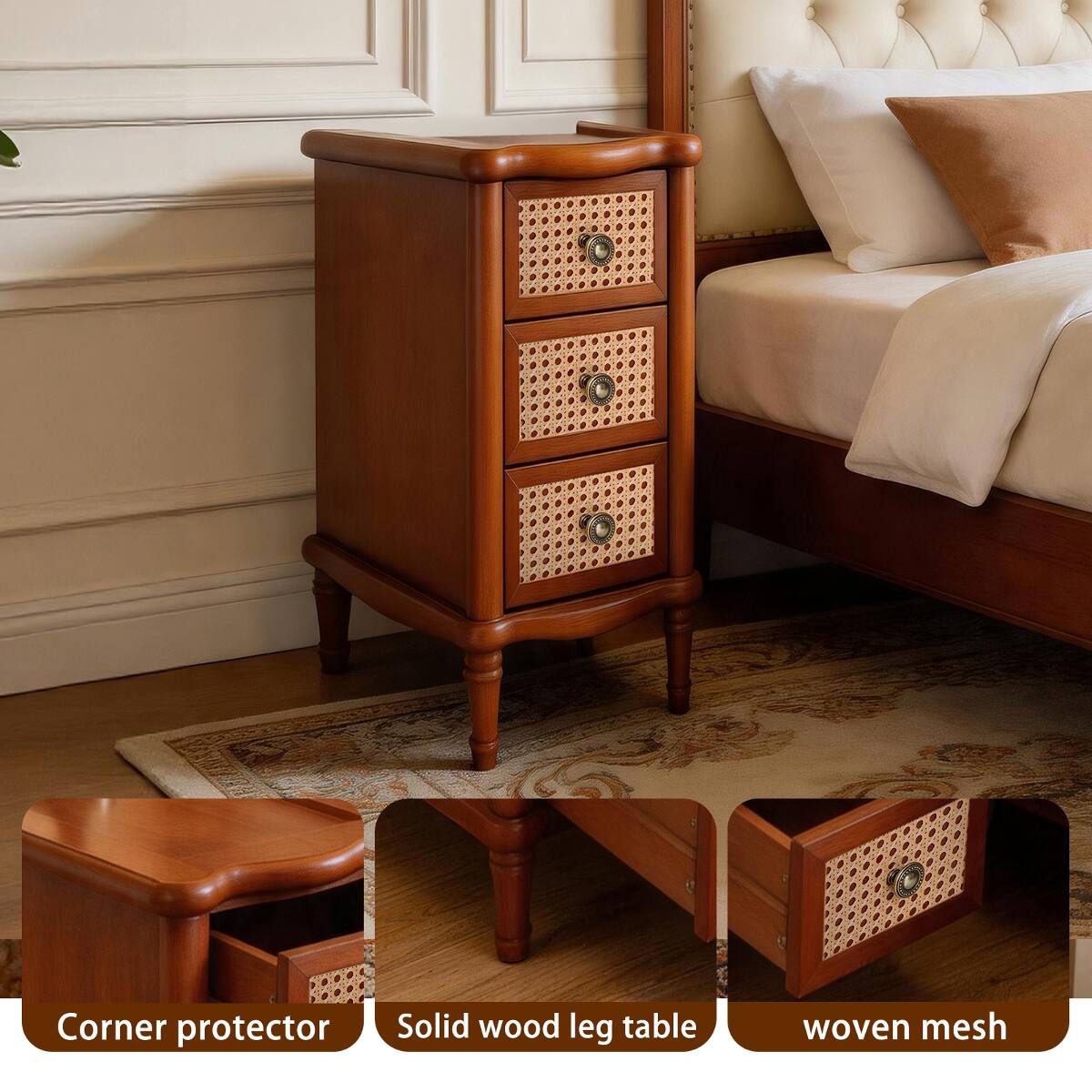 10
Corner protector
Solid wood leg table
woven mesh