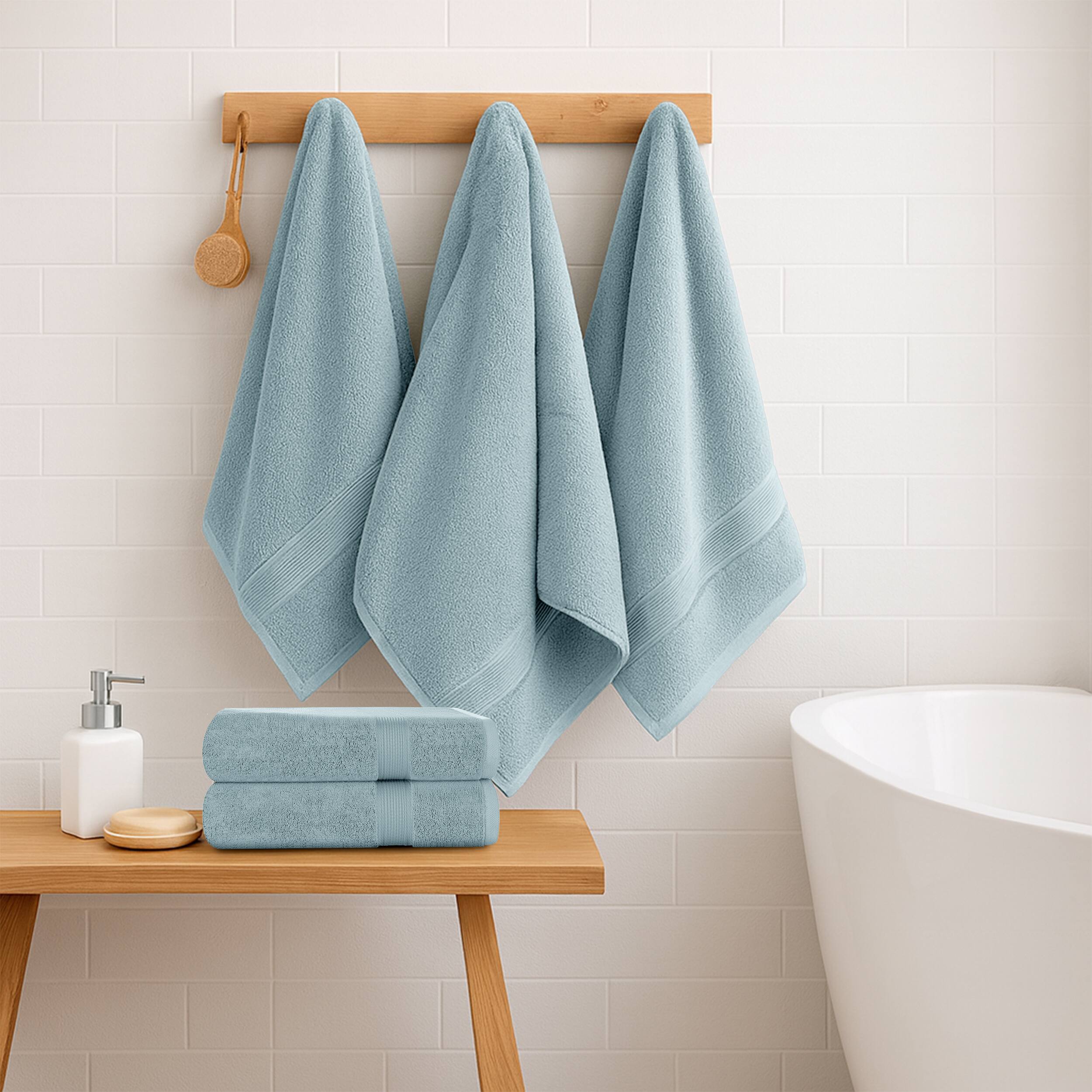 Alt View 2. Lux Decor Collection - 6-Piece Bath Towel Set Soft 100% Cotton Zero Twist, Highly Absorbent & Quick-Dry Towels - Aqua Blue.