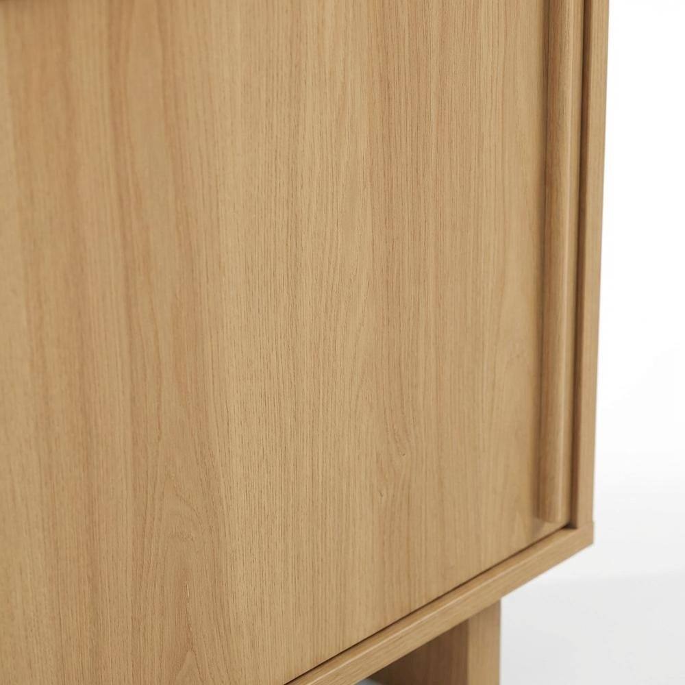 Alt View 4. FurniFact - Medium Record Player Cabinet in Cherry Finish with Vinyl Storage and Shelf - Brown.
