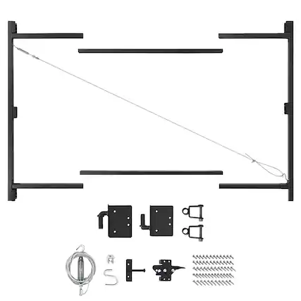 Front. Adjust-A-Gate - Adjust-A-Gate Steel Frame Gate Building Kit, 60"-96" Wide, 6' High (4 Pack) - Black.