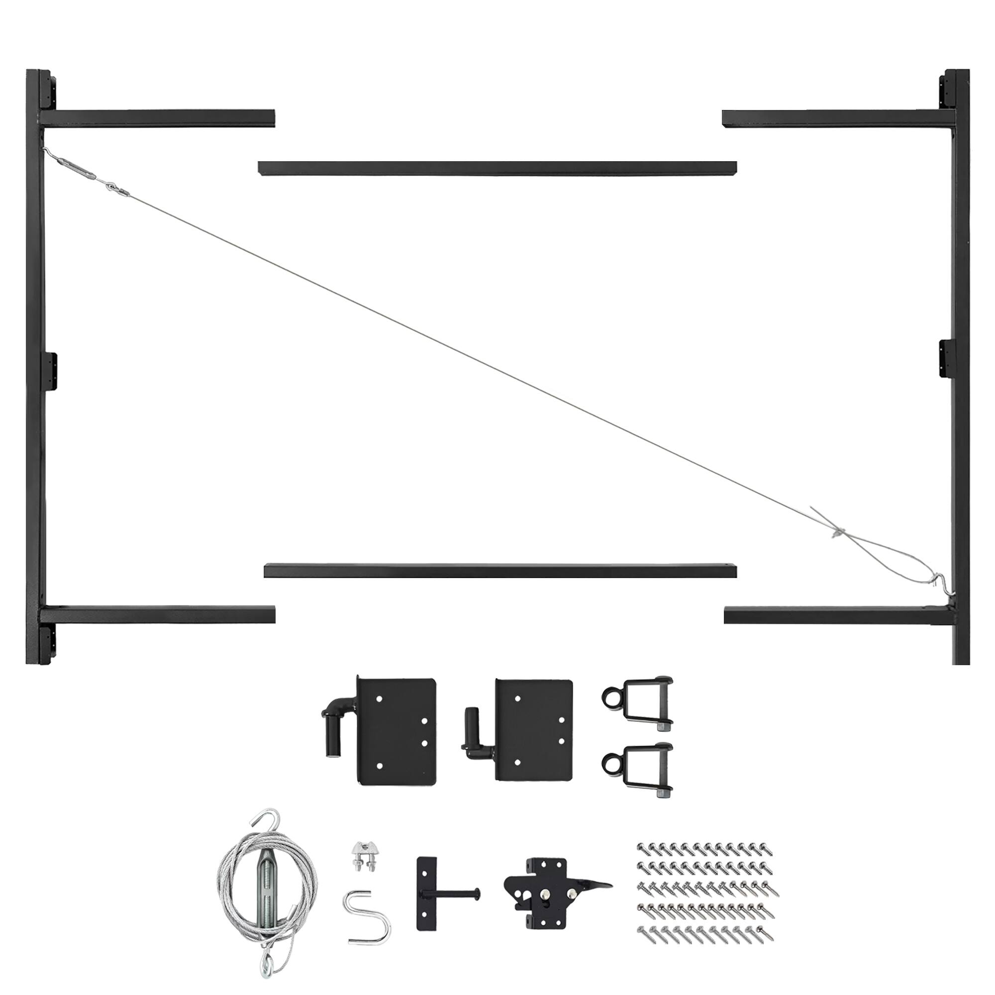 Front. Adjust-A-Gate - Adjust-A-Gate Steel Frame Gate Building Kit, 60"-96" Wide, 6' High (4 Pack) - Black.