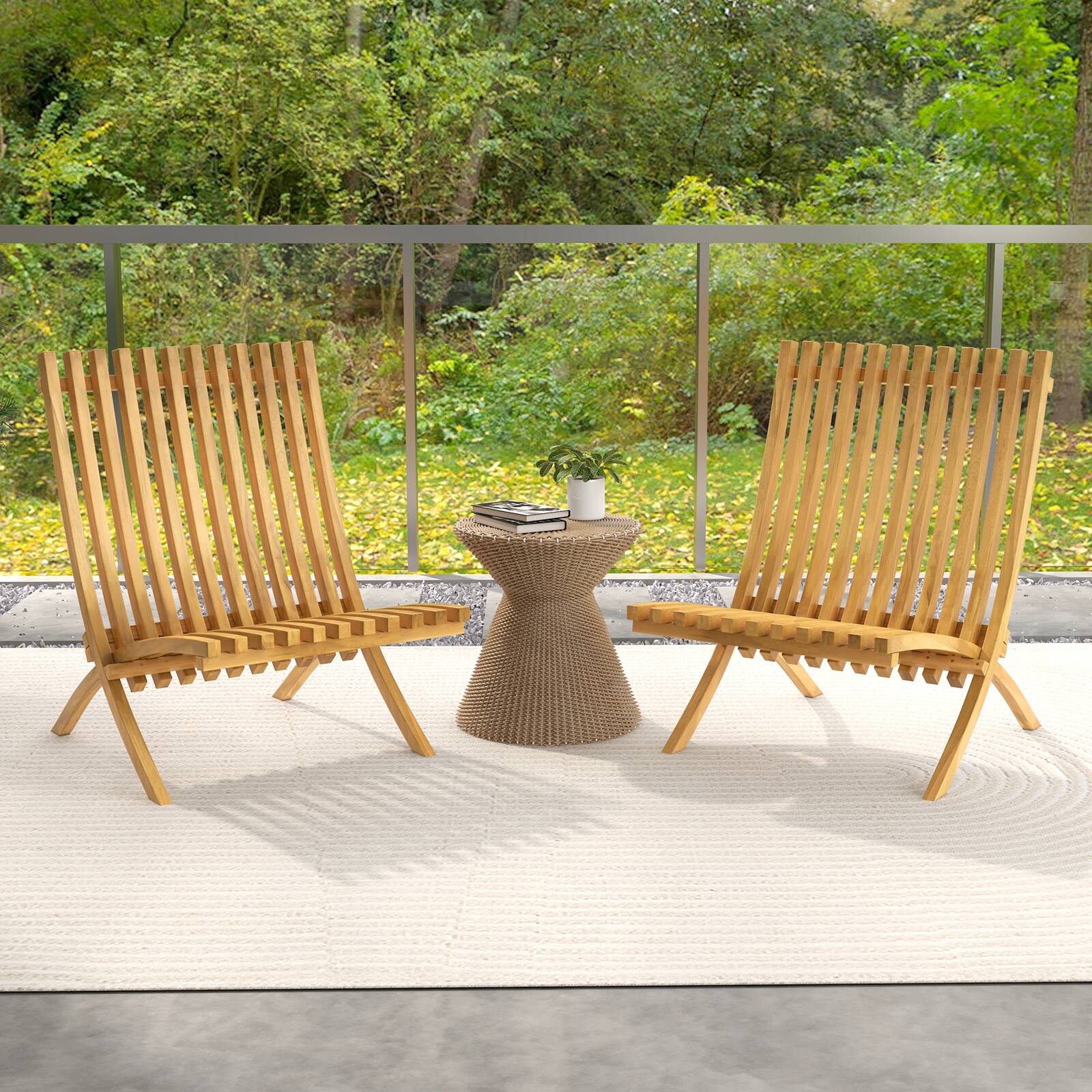Alt View 8. Gymax - Gymax Folding Patio Chair Teak Wood Outdoor Lounge Chair w/ Slatted Seat & Backrest - Natural.