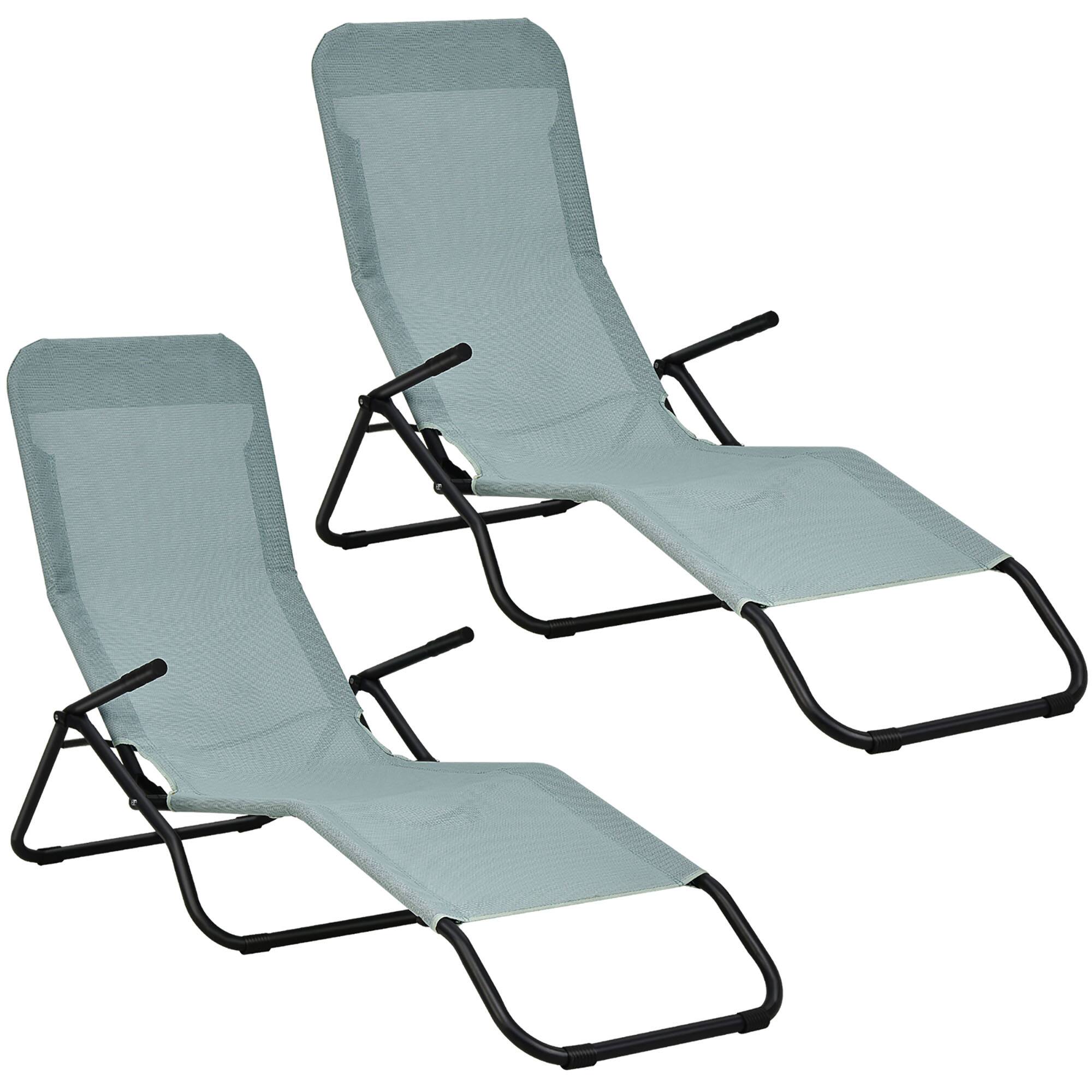 Alt View 1. Gymax - Gymax 2 PCS Outdoor Chaise Lounge Folding Stacking Reclining Chairs - Light Green.