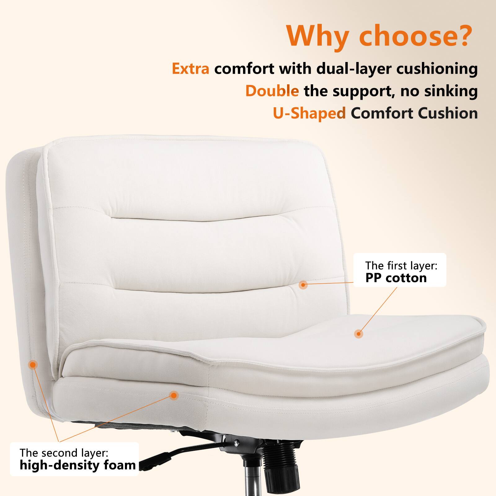 Why choose? Extra comfort with dual-layer cushioning Double the support, no sinking U-Shaped Comfort Cushion

The first layer: PP cotton
The second layer: high-density foam