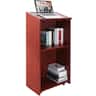 VEVOR - Podium Stand, 47 inch Hostess Stand with 4 Rolling Wheels, Wood Podium with Storage Shelves and Slant Desktop - Brown