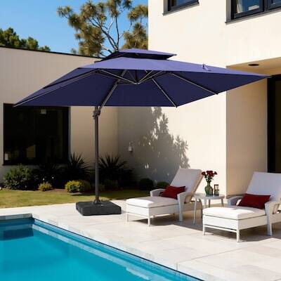Alt View 5. Crestlive Products - Crestlive Products 13ft Aluminum Navy Slide-tilt Cantilever Patio Umbrella Base - Navy blue.