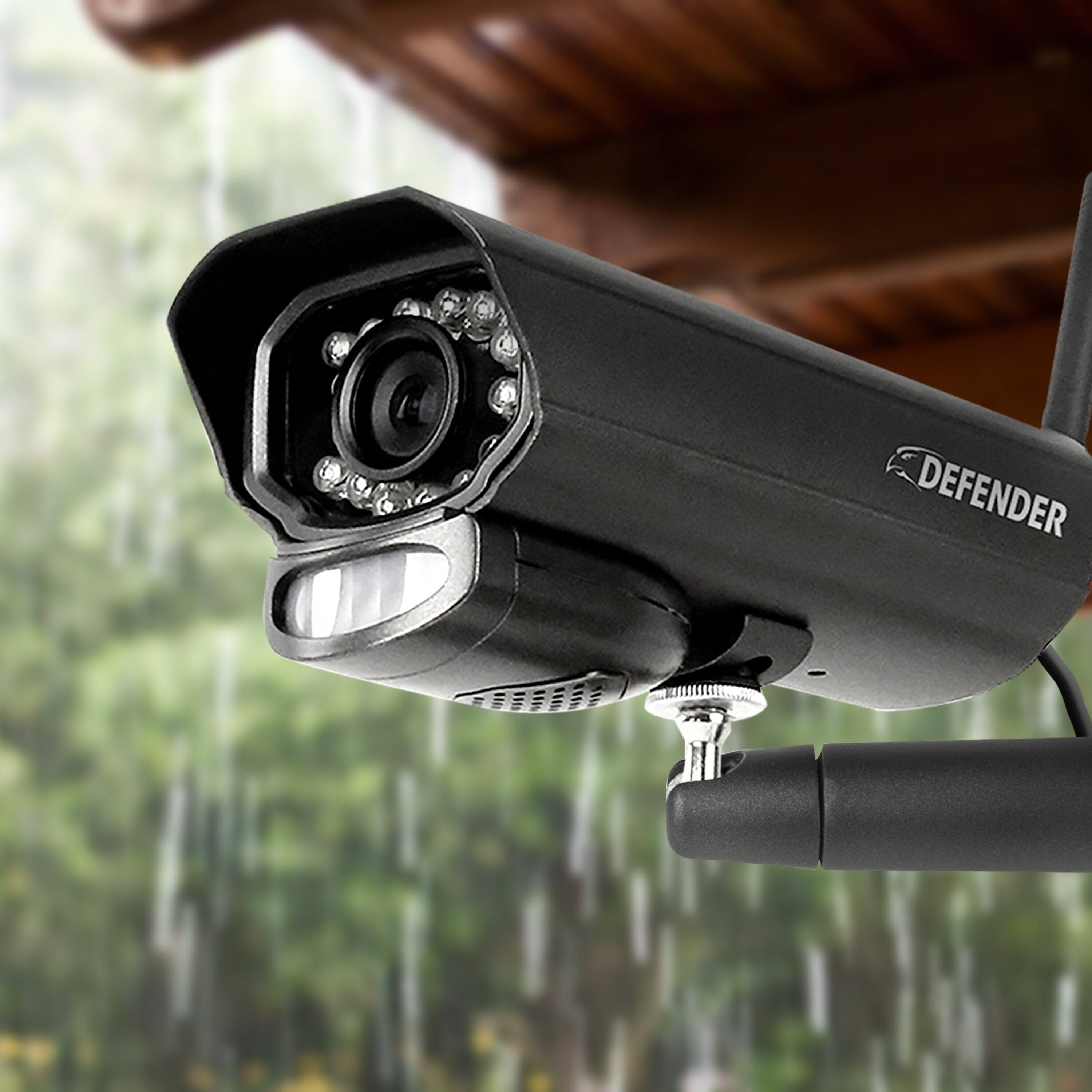Left. Defender - Defender PhoenixM2 Non-WiFi. Plug-In Power Security System with 2 Metal Cameras - Black.