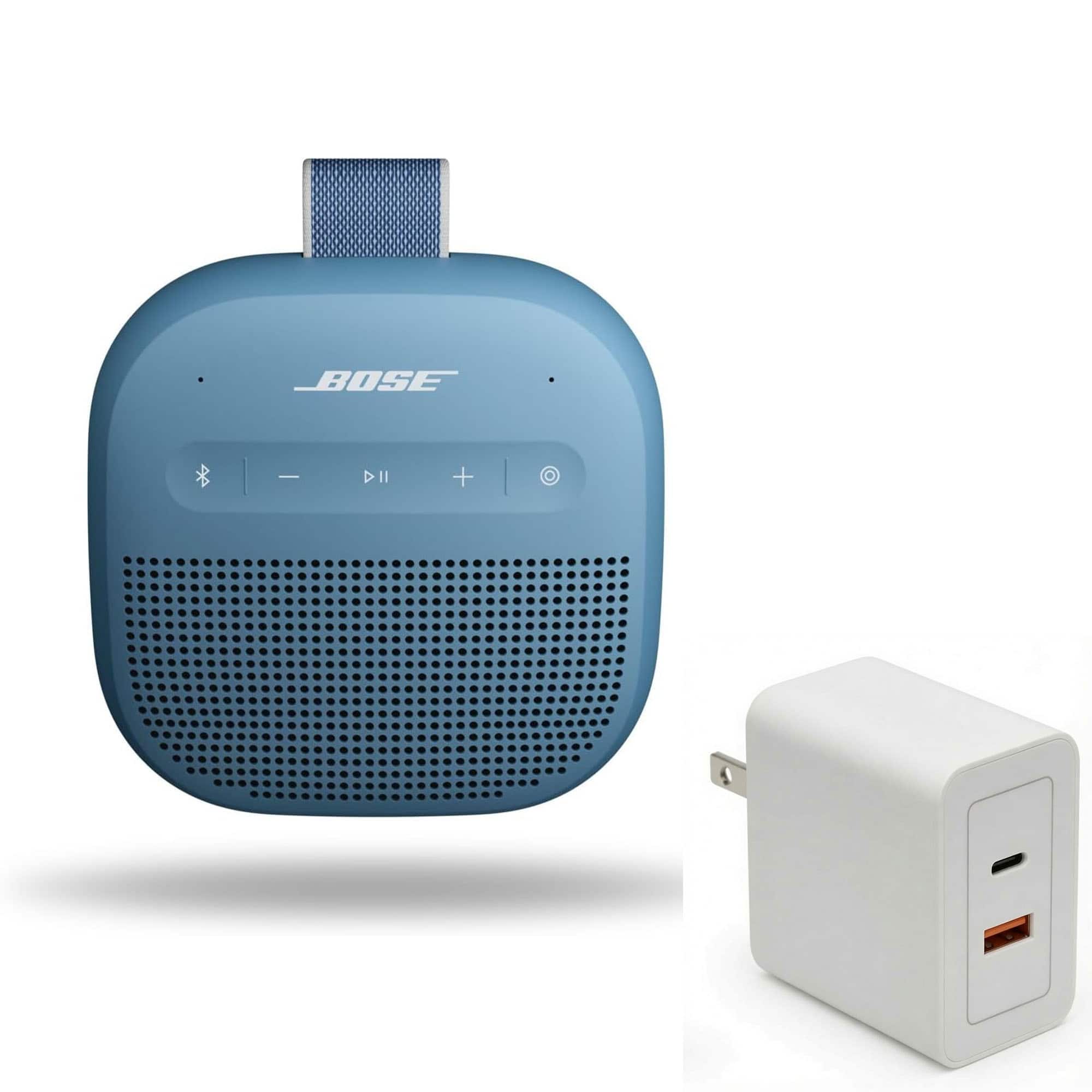 Bundle - Bose - SoundLink Micro Portable Bluetooth Speaker (2nd Gen) with Fast Charger, Wireless Waterproof - Blue Dusk