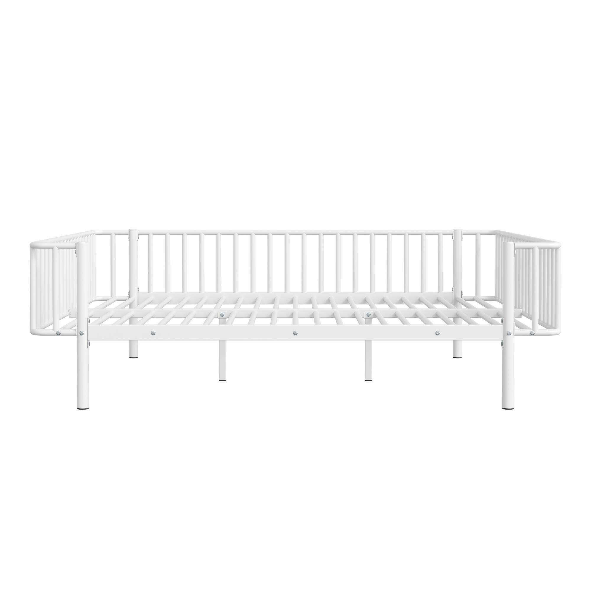 Back. Whisen - Metal Daybed Frame,Heavy-Duty Steel Platform Bed with Slat Support - White.
