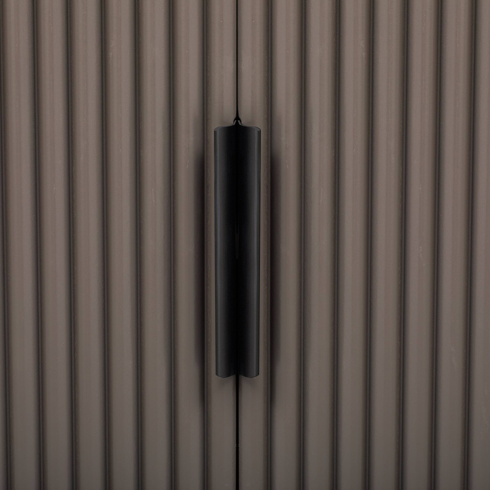 Alt View 6. TinyHomie - Vertical Striped Door Storage Cabinet with Metal Handles Adjustable Suitable for Study Entryway and Living Room - Brown.