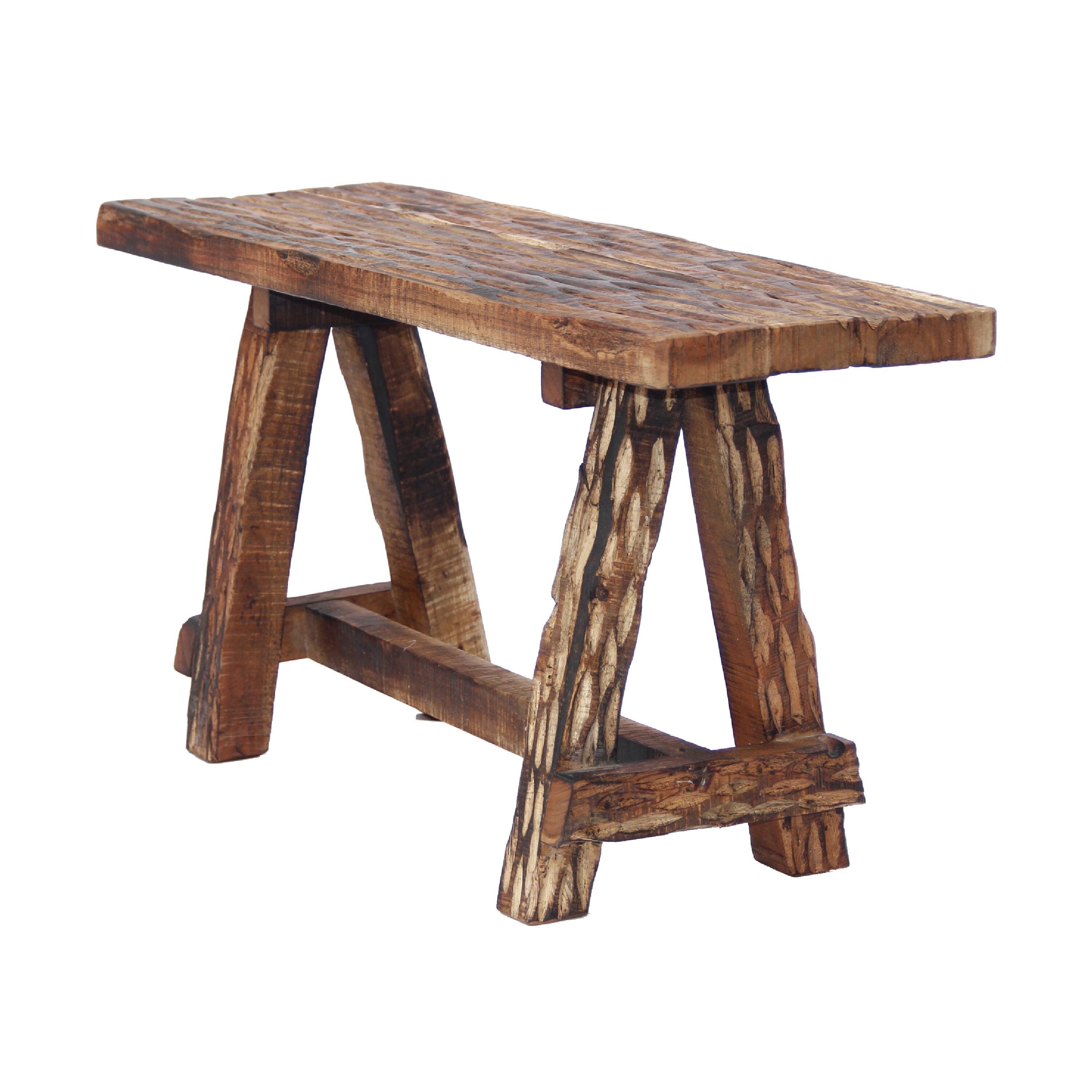 Alt View 2. Manhattan Lane - Wooden Garden Patio Bench With Retro Etching - Brown.