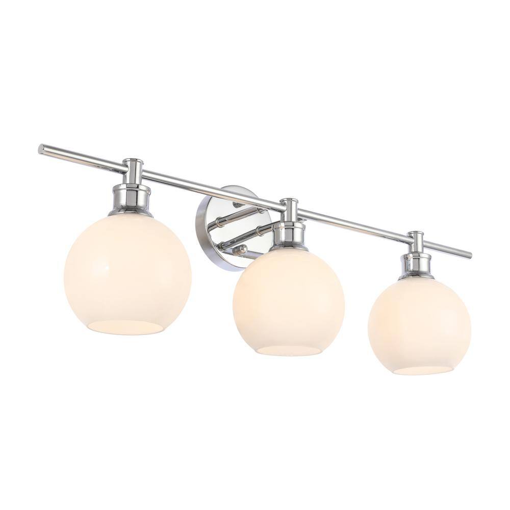 Angle. Living District - Collier 3 light Chrome and Frosted white glass Wall sconce - Chrome And Frosted White Glass.