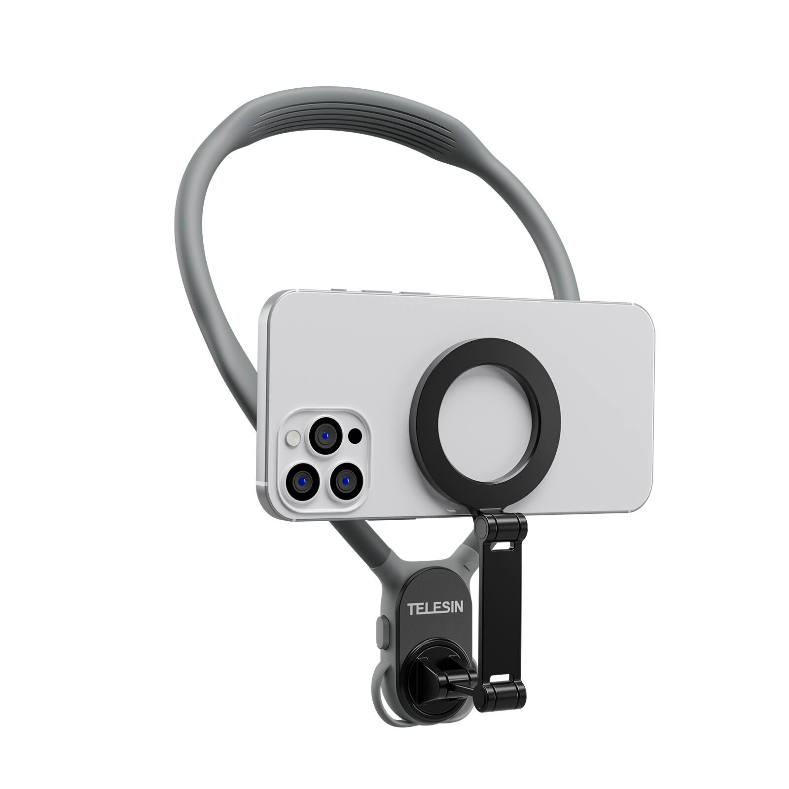 Alt View 2. Topteng - Magsafe Magnetic Neck Halter for iPhone-Quick Release&Air Cushion Shock Absorption,Hands-Free for Vlogging/Sports/Travel - Gray.