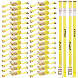 VEVOR - Ratchet Straps, 2 in x 15 ft, 30 Pack E-Track Tie Down Straps, 4400 lbs Break Strength & 1460 lbs Rated Load - Yellow