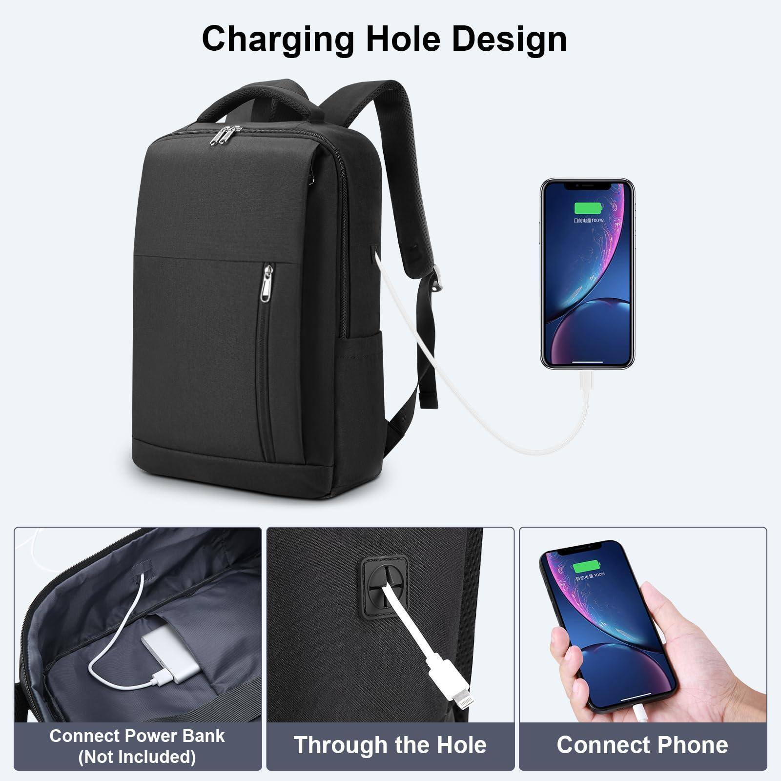 Alt View 3. Live At Space - 17 Inch Laptop Backpack Slim Durable Business With Usb Charging Port  Lightweight Casual Daypack For College Work - Black.