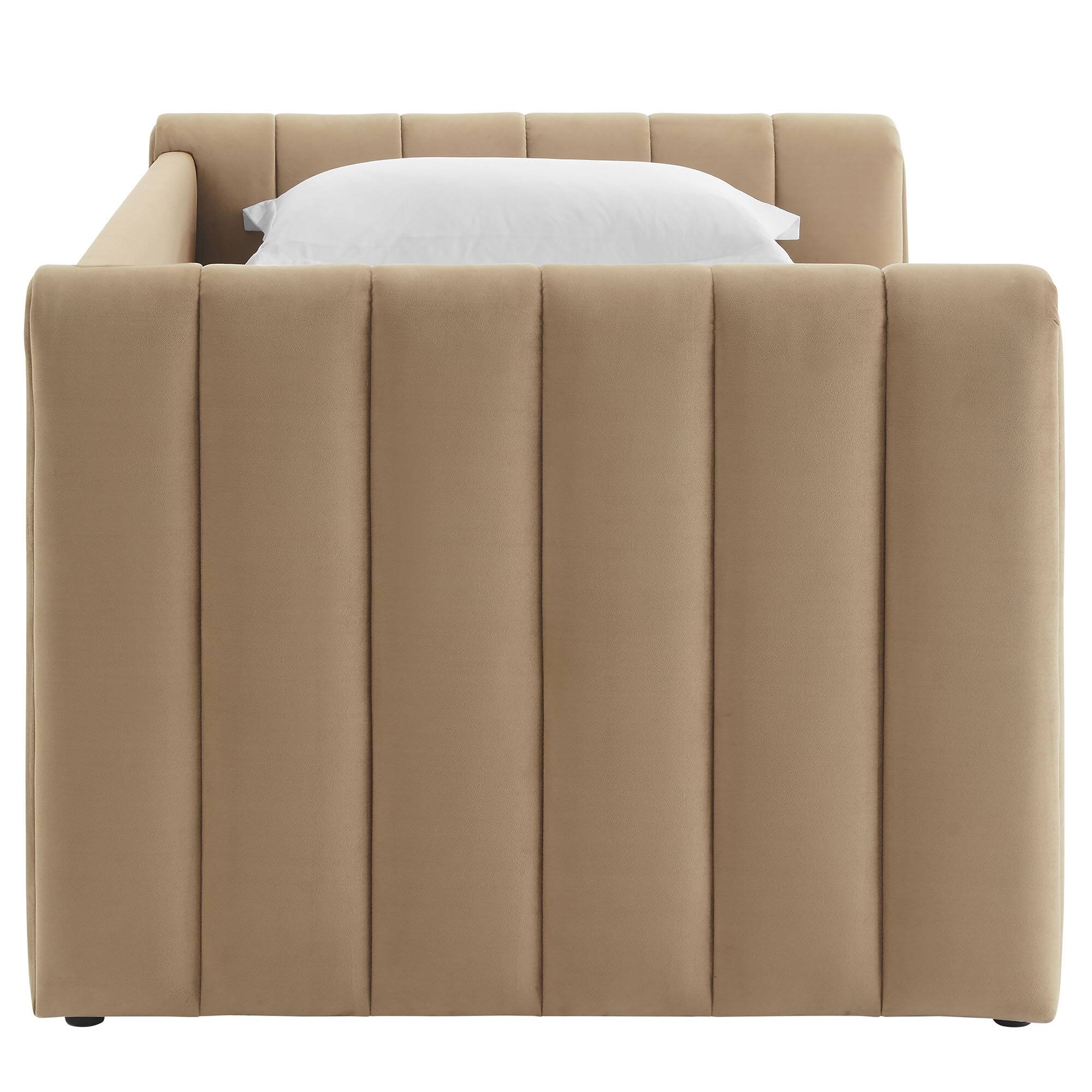 Alt View 6. Modway - Veyla Channel Tufted Performance Velvet Twin Daybed With Trundle by Modway - Taupe.