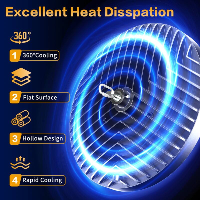 Excellent Heat Dissipation  
1. 360° Cooling  
2. Flat Surface  
3. Hollow Design  
4. Rapid Cooling