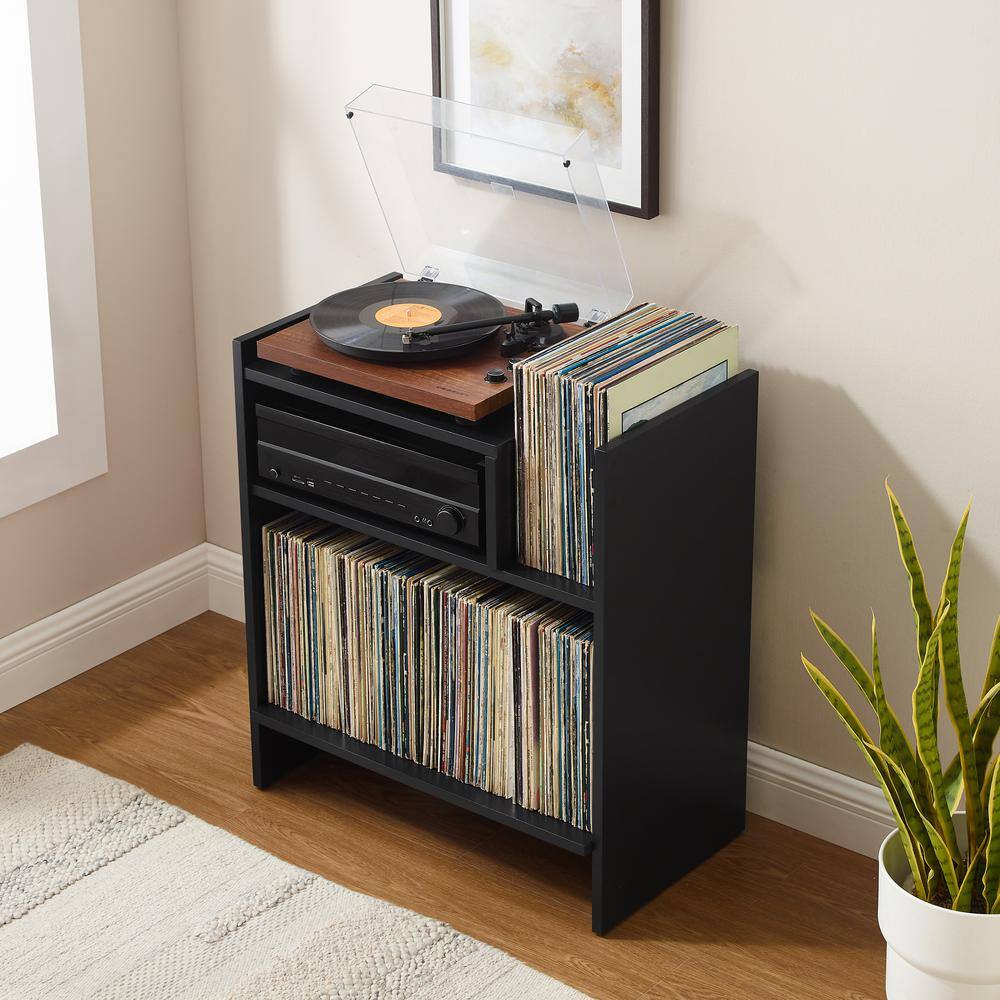 Alt View 8. Crosley Furniture - Portland Record Player Stand - Black.