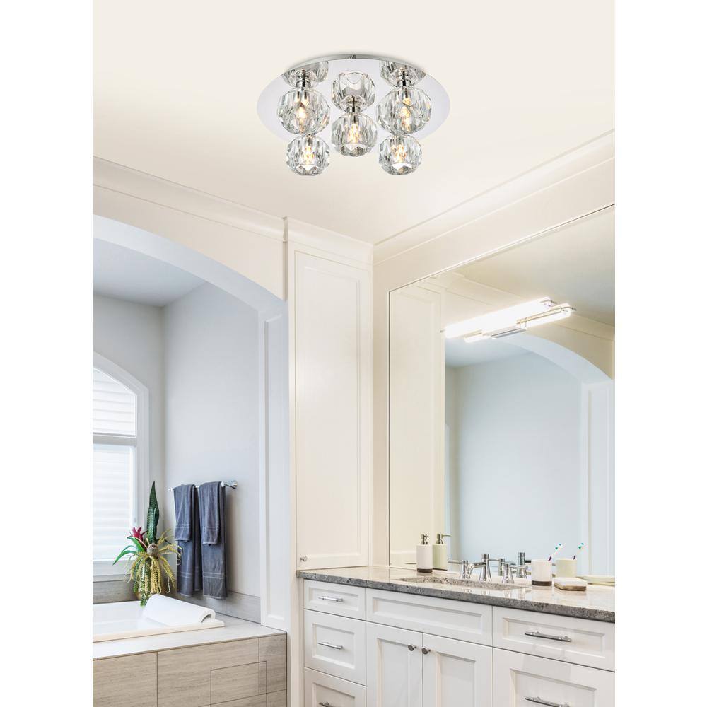 Left. Elegant Lighting - Graham 5 Light Ceiling Lamp in Chrome - Chrome And Clear.