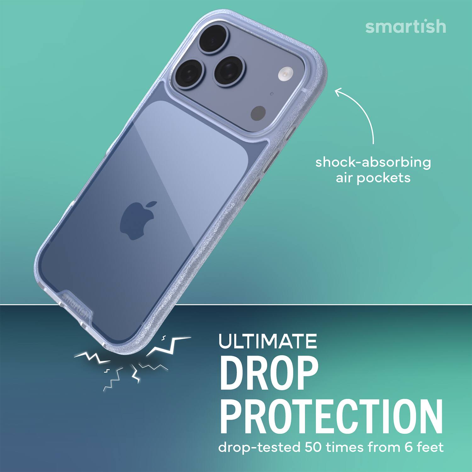 smartish  
shock-absorbing air pockets  
ULTIMATE DROP PROTECTION  
drop-tested 50 times from 6 feet