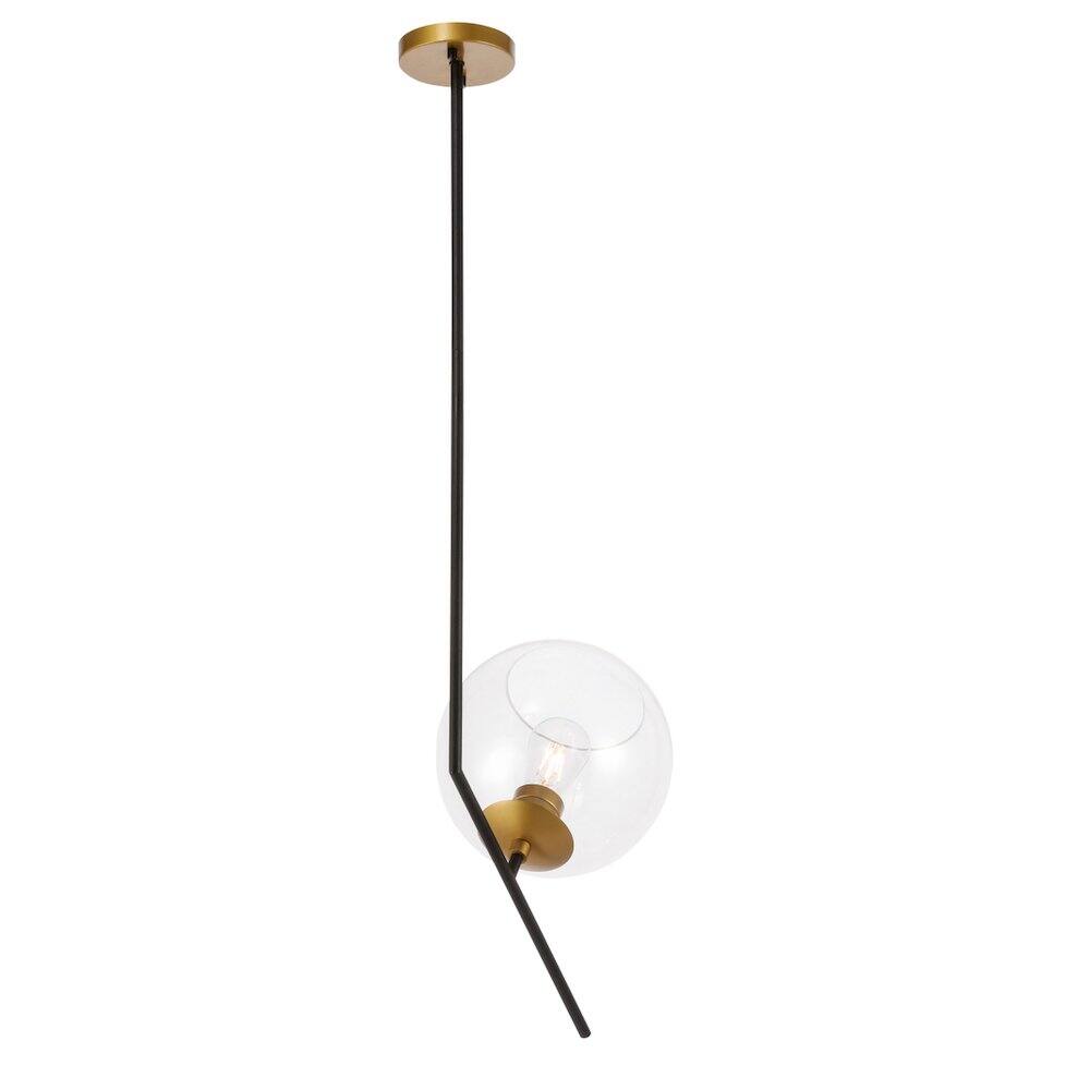 Alt View 6. Living District - Ryland 1 Light Black And Brass And Clear Glass Pendant - Black And Brass And Clear Glass.
