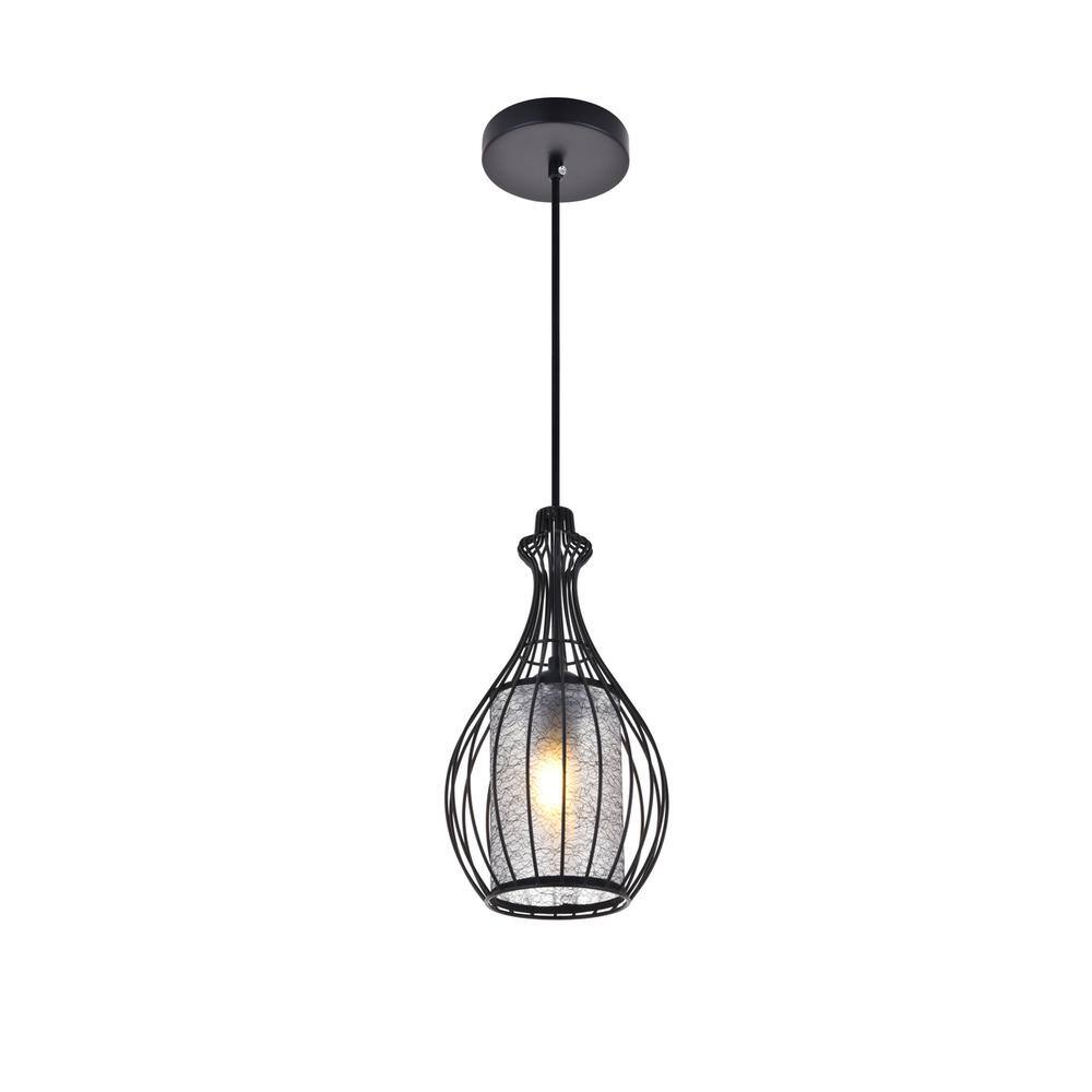 Left. Living District - Miya 1 Light Black Pendant - Black.