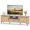 Front. Costway - Costway Boho TV Stand for 65 Inch TVs Modern Entertainment Center with Drawer 2 Storage - Brown.