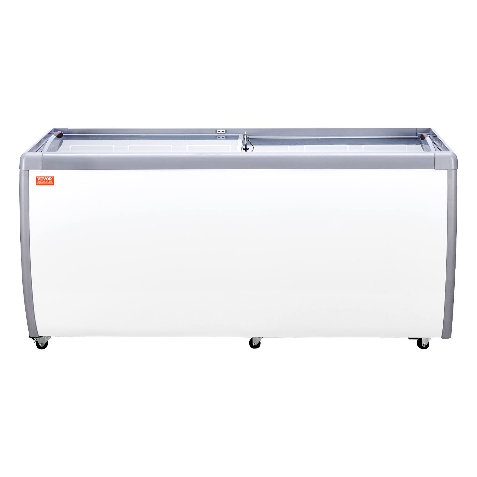 Alt View 5. VEVOR - Commercial Ice Cream Display Case, 20 Cu.ft Chest Freezer, Mobile Glass Top Deep Freezer, Gelato Dipping Cabinet - White.