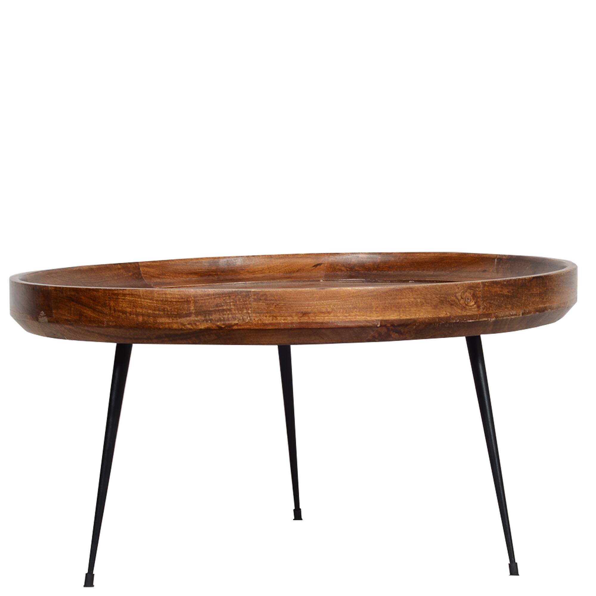 Alt View 1. Manhattan Lane - Gia Round Mango Wood Coffee Table With Splayed Metal Legs - Brown and Black.