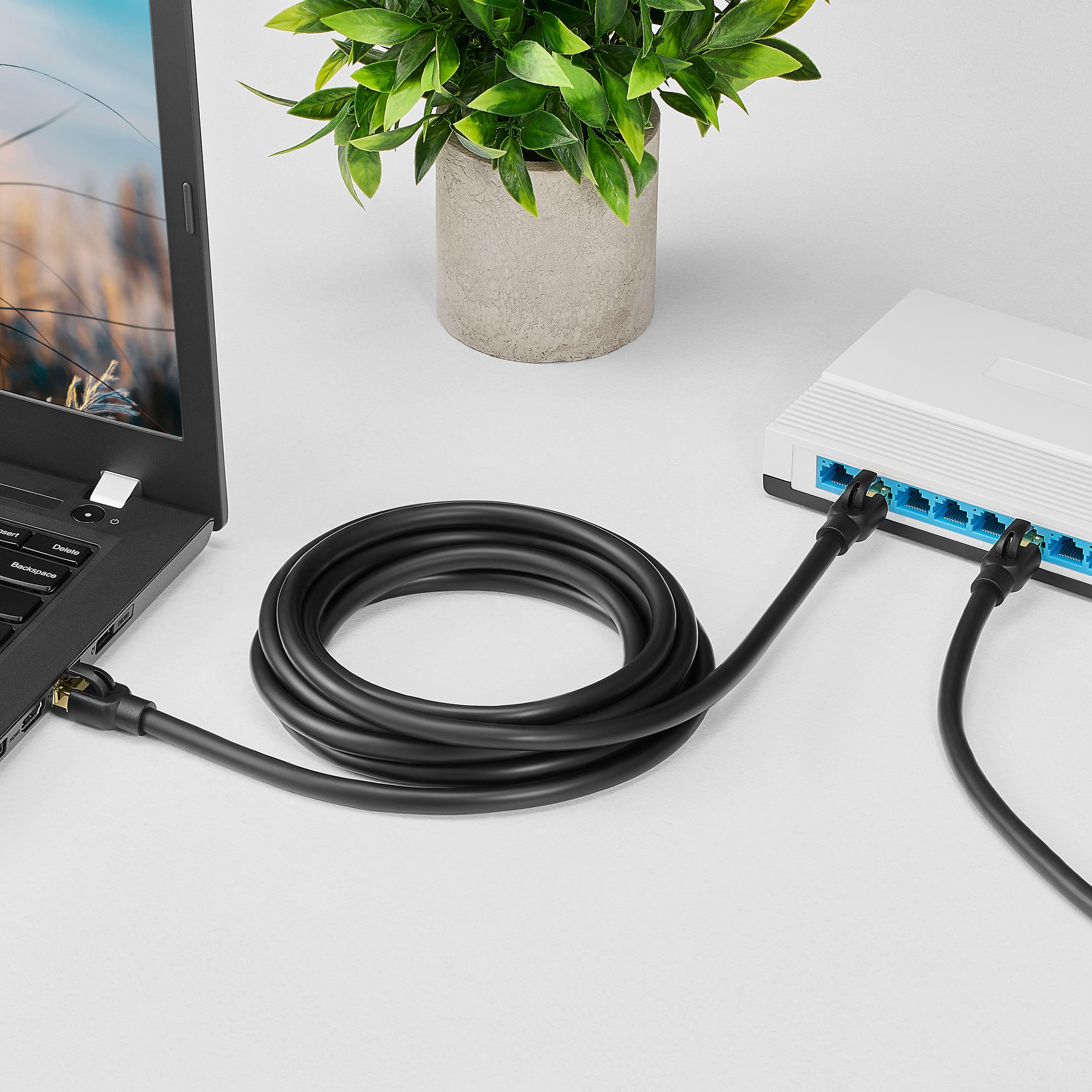 Alt View 1. Insignia™ - 10 ft. Cat-8 Ultra High-Speed Ethernet Cable - Black.