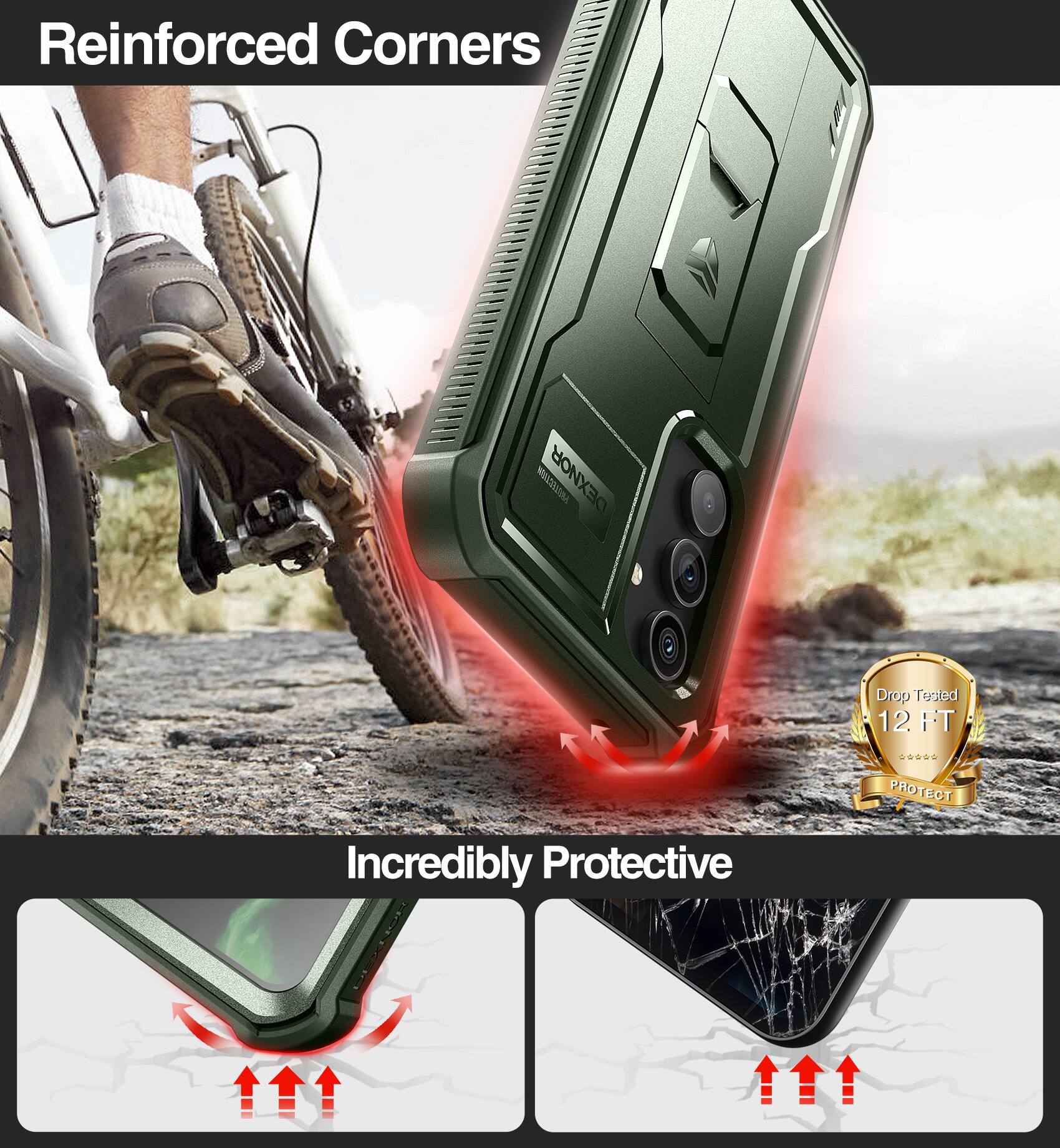 Reinforced Corners  
DEXNOR Drop Tested 12 FT  
PHOTECT  
Incredibly Protective