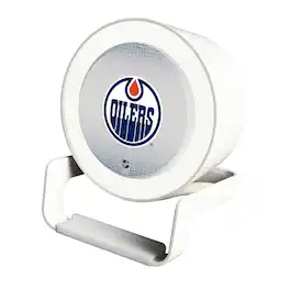 Keyscaper - Edmonton Oilers Linen Print Nightlight Charger & Bluetooth Speaker - White