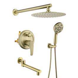 Boyel Living - 10-Inch Rain Shower System Brass SUS304 3-Function Valve 7-Function Handheld 180° Spout cUPC - Brushed Gold