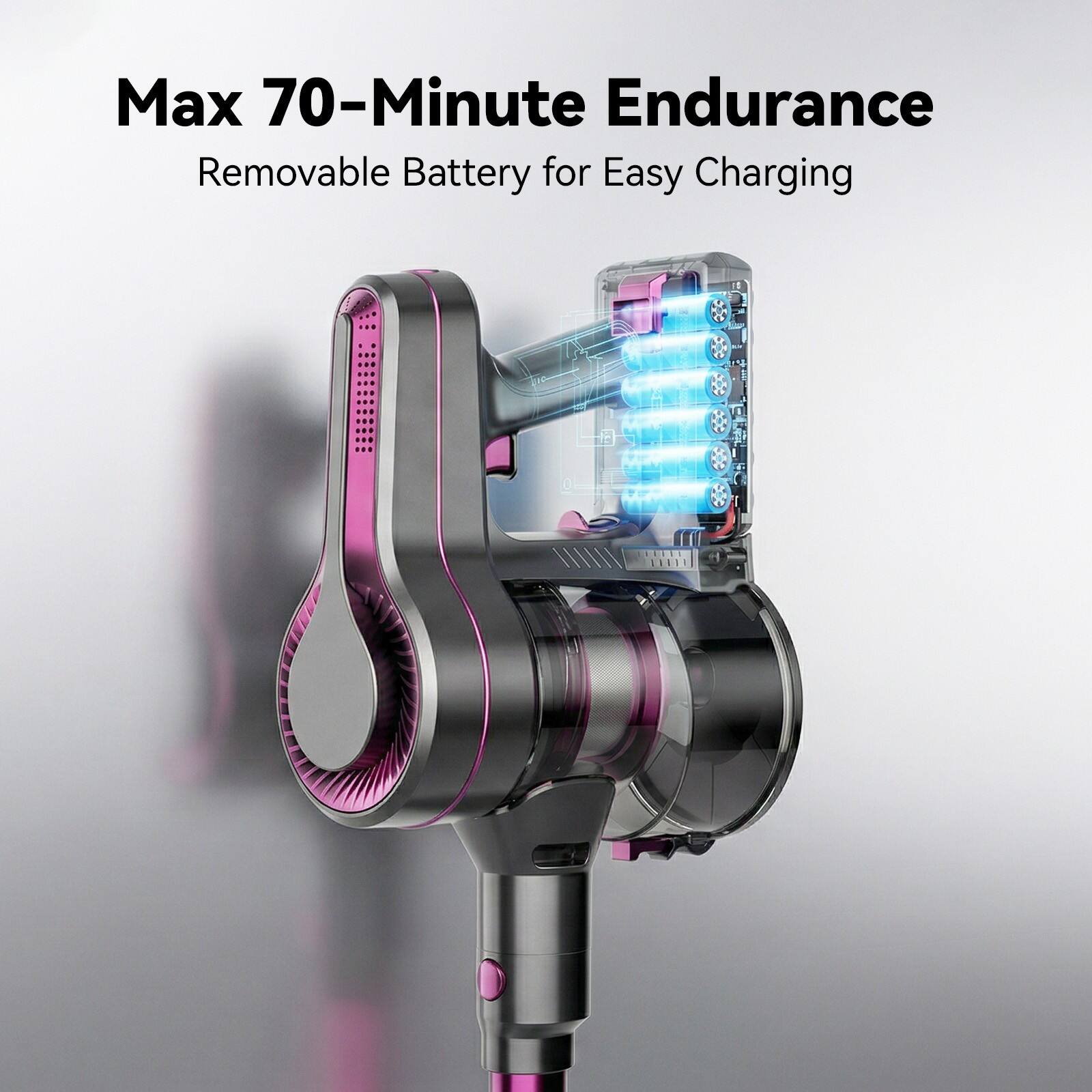 Max 70-Minute Endurance  
Removable Battery for Easy Charging