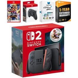 Switch 2 + Mario Kart World Bundle with Street Fighter 6, Pro Controller, MightySkins Code and 1 CPS Year - Nintendo Switch 2