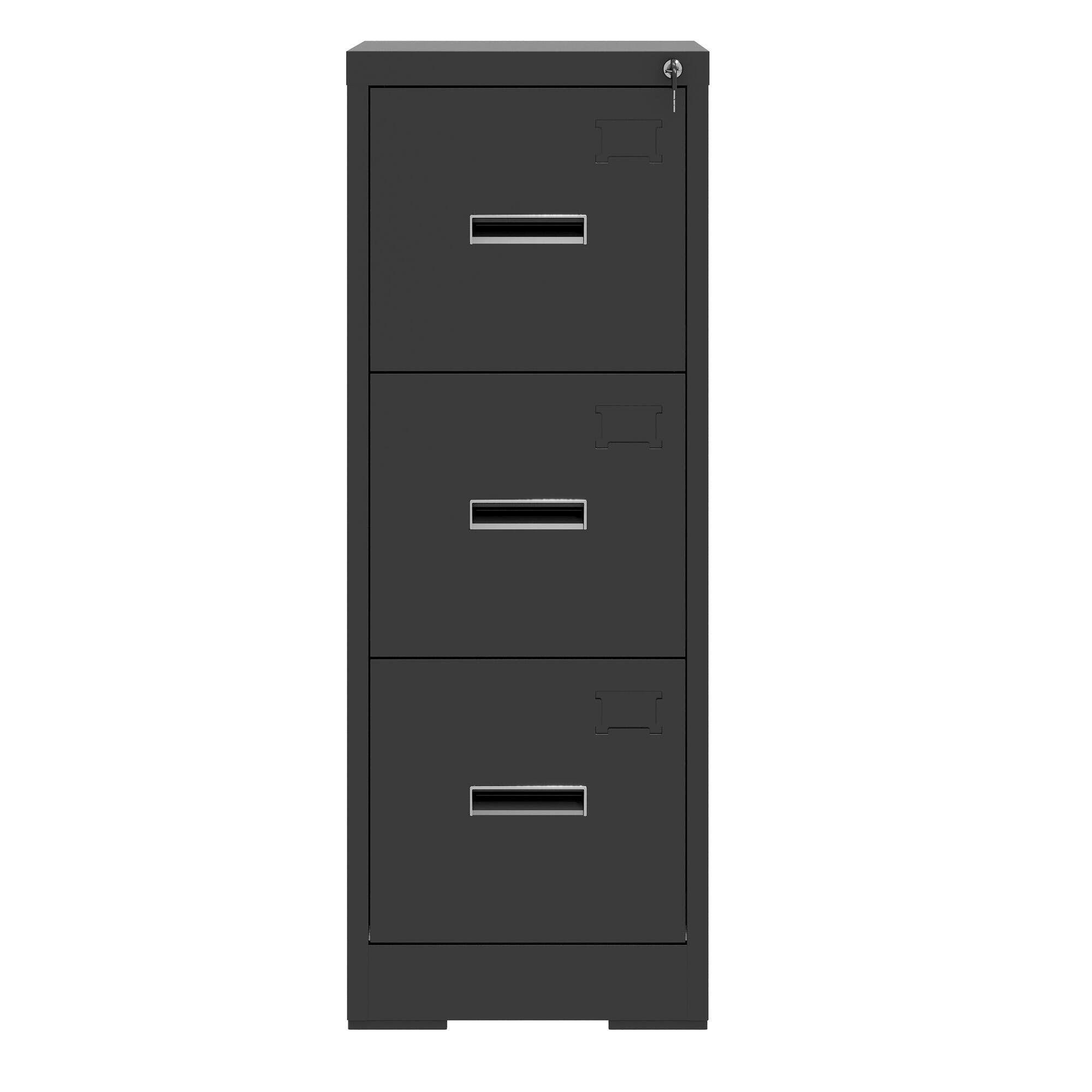 Left. GOODSILO - Three-Drawer Vertical File Storage Cabinet with Locking System and Card Slot for Office and Home Use - Black.