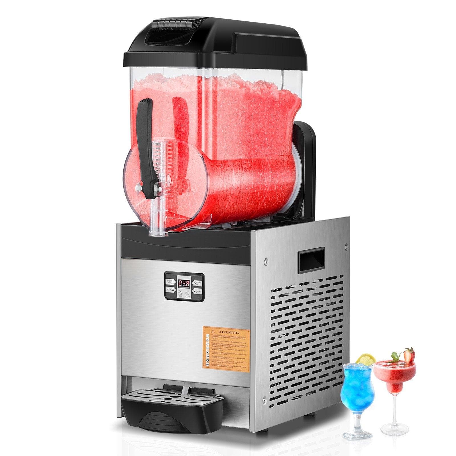 Glintex - Commercial Slushie Machine 12L Single Tank Frozen Drink Maker for Party Café Bar Restaurant Home - Silver