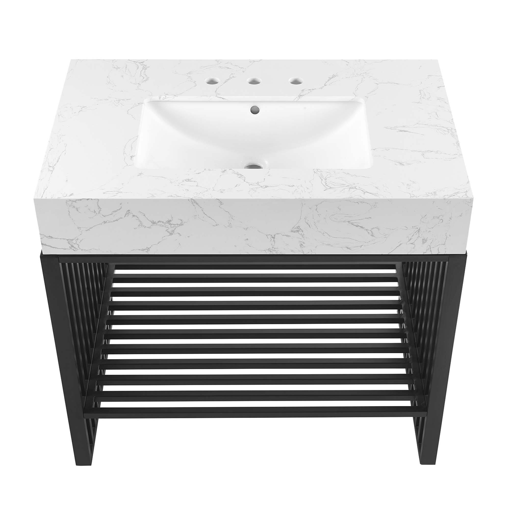 Alt View 3. Modway - Gridiron Bathroom Vanity Basin Included by Modway - White Black.