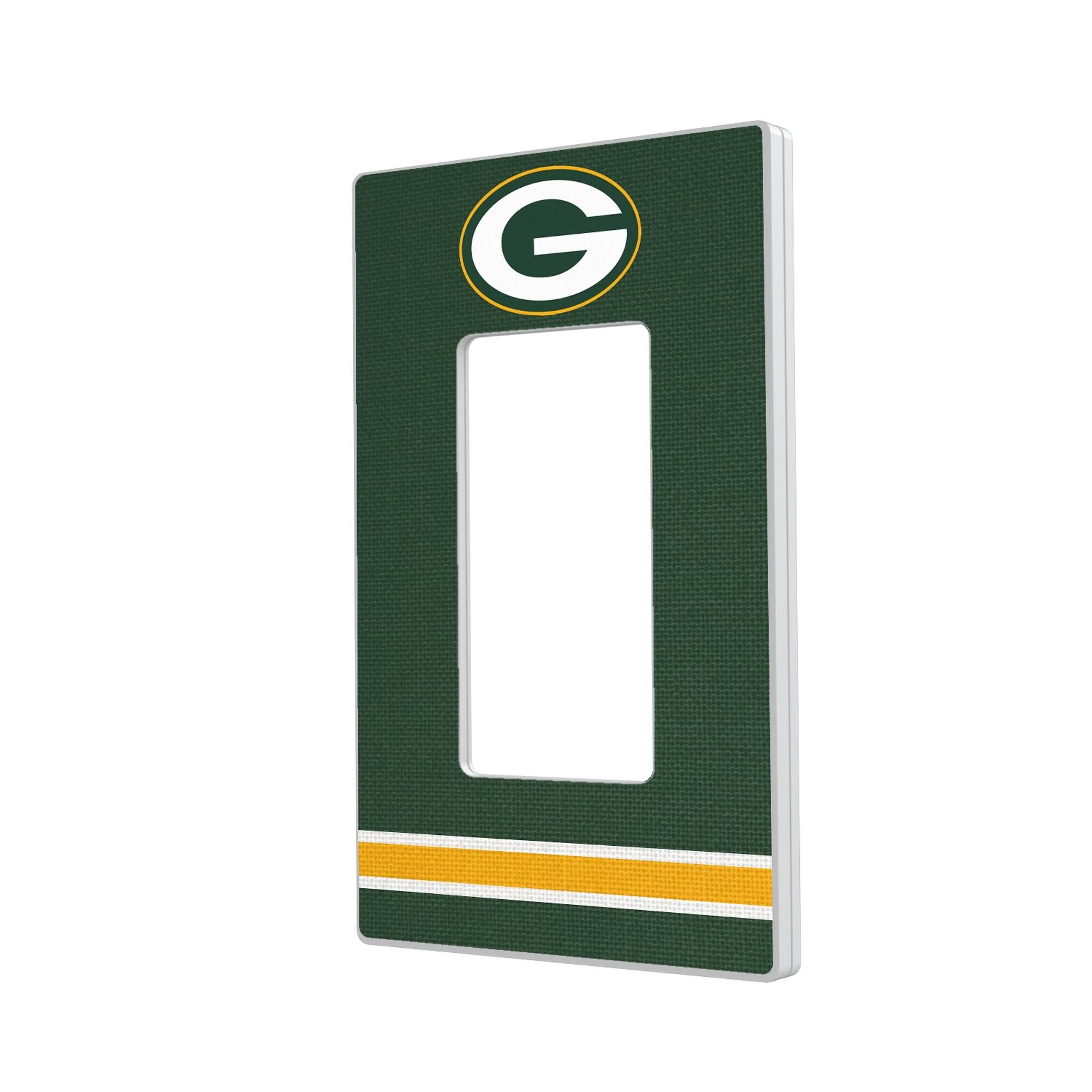 Keyscaper - Green Bay Packers Stripe Single Rocker Light Switch Plate - Multicolor