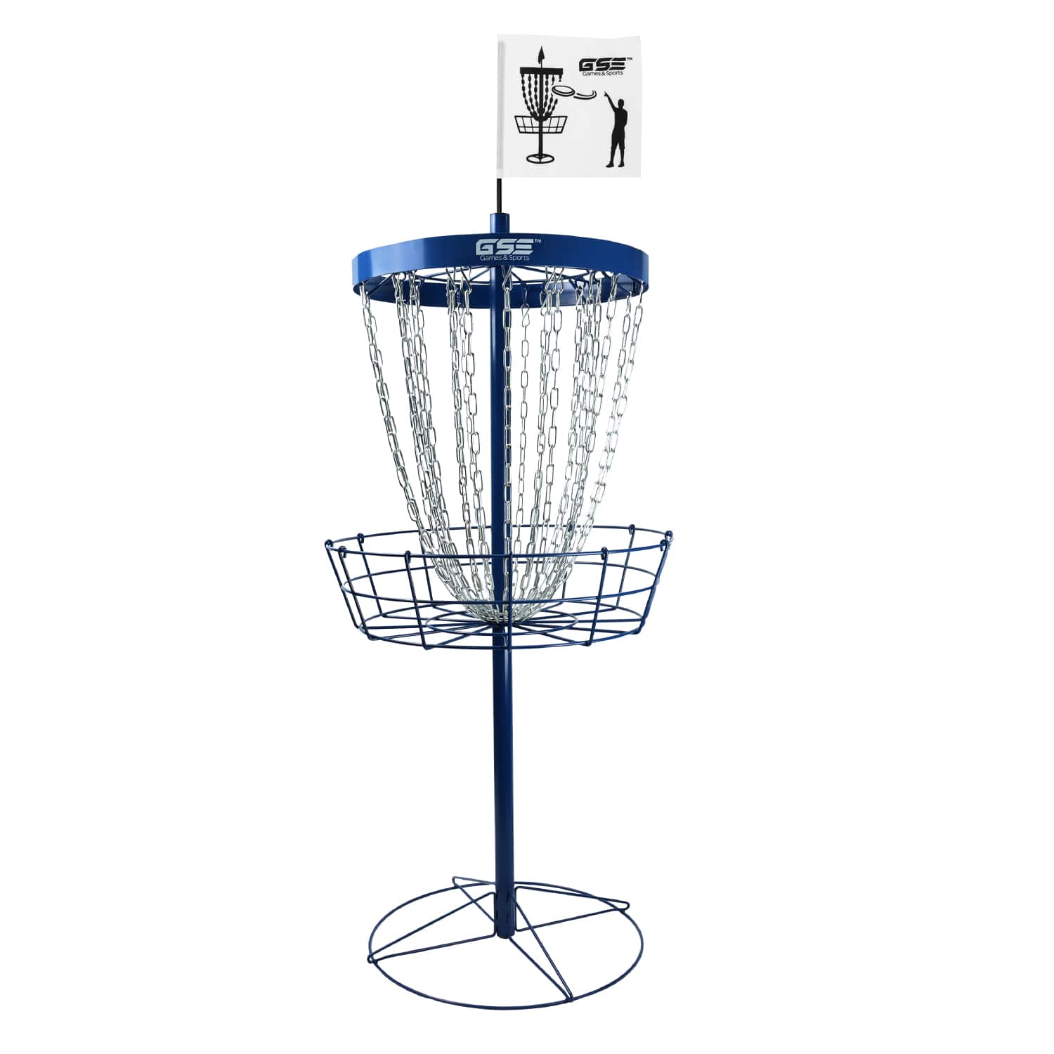 GSE Games & Sports Expert - Heavy-Duty 24-Chain Disc Golf Basket, Professional Metal Flying Disc Golf Practice Target - Blue